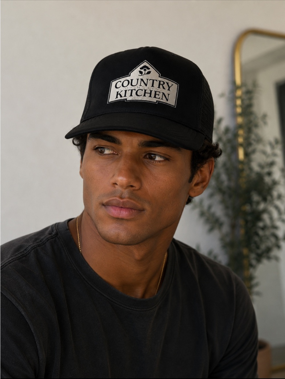 🧢✨ Vintage PROS Country Kitchen Trucker Hat Black Cream Snapback ✨UNISEX